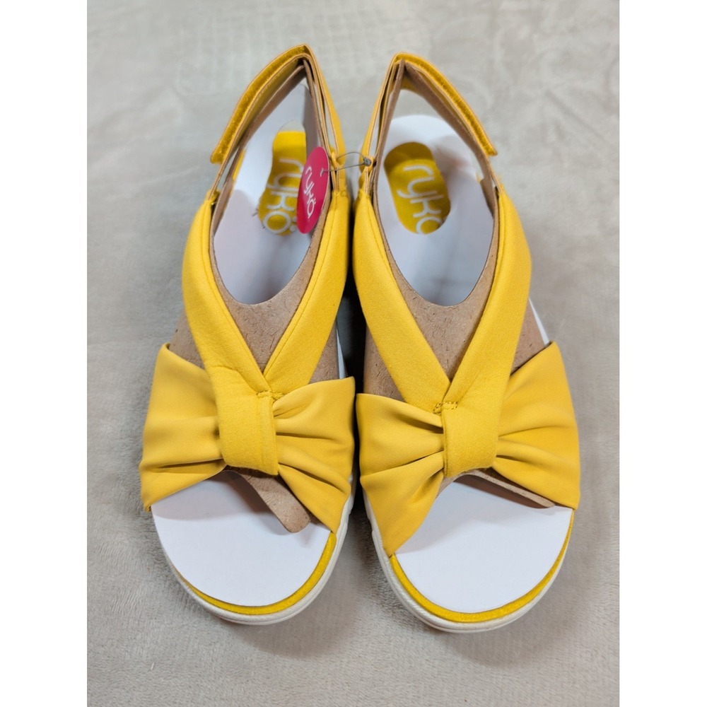 Ryka Womens Yellow Fabric Bow Slingback Sport Sandals NIB - Picture 2 of 10